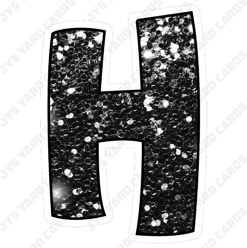 Single Letters: 12” Bouncy Glitter Black - Yard Card Signs by JYS International