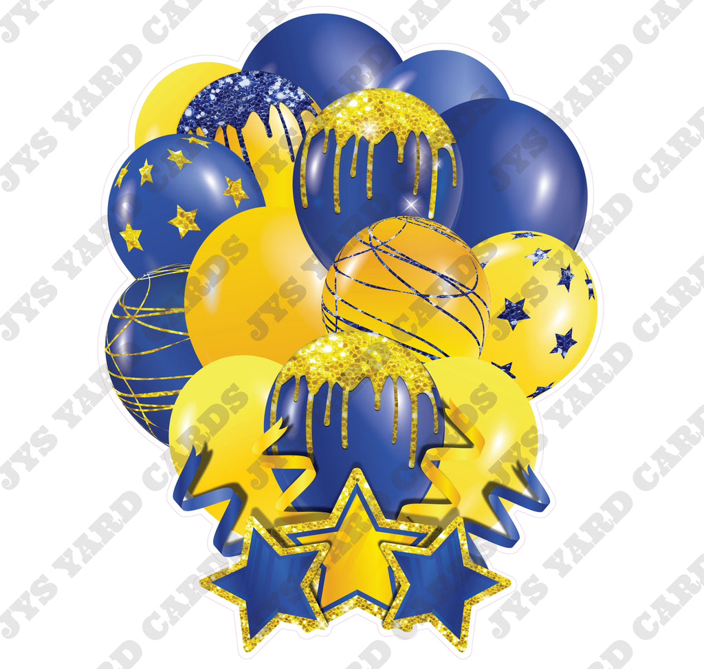 SINGLE JAZZY SOLID BALLOON: BLUE AND YELLOW - Yard Card Signs by JYS International