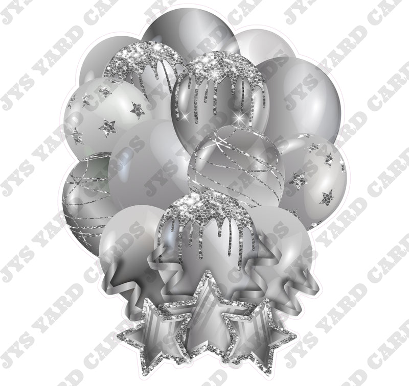 SINGLE JAZZY SOLID BALLOON: SILVER - Yard Card Signs by JYS International