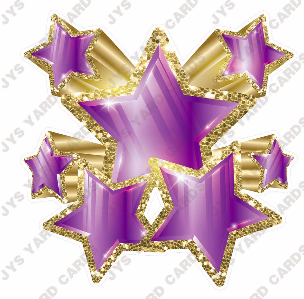 SHOOTING STARS: PURPLE & GOLD - Yard Card Signs by JYS International