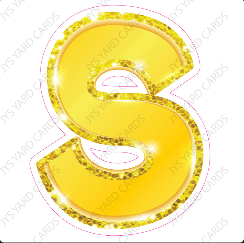 Single Letters: 18” Bouncy Metallic Yellow - Yard Card Signs by JYS International