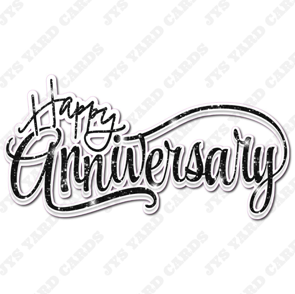 BLACK GOLD ANNIVERSARY XXL FANCY SCRIPT 2 - Yard Card Signs by JYS International