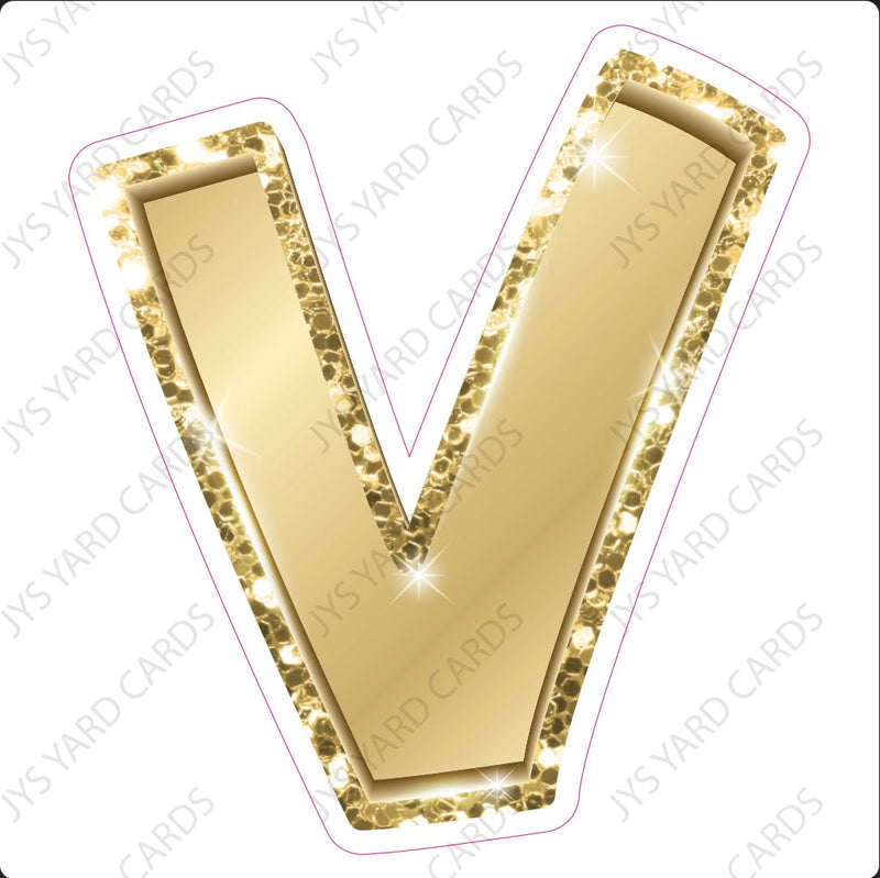 Single Letters: 12” Bouncy Metallic Gold - Yard Card Signs by JYS International