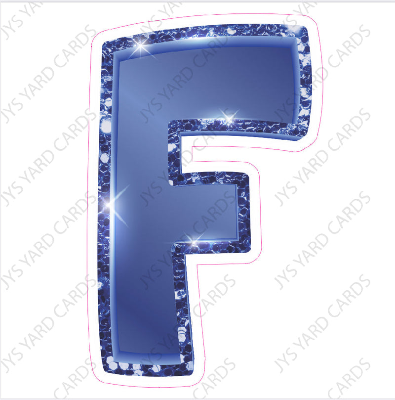 Single Letters: 23” Bouncy Glitter Metallic Navy Blue - Yard Card Signs by JYS International