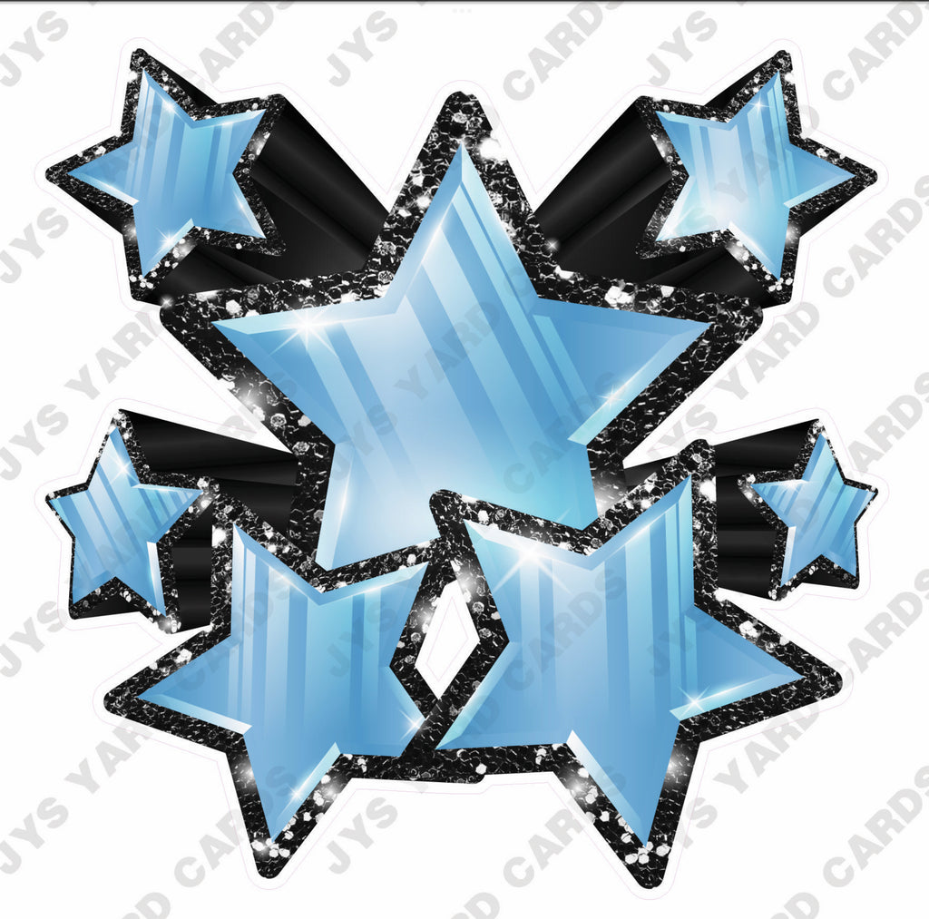 SHOOTING STARS: LIGHT BLUE AND BLACK - Yard Card Signs by JYS International