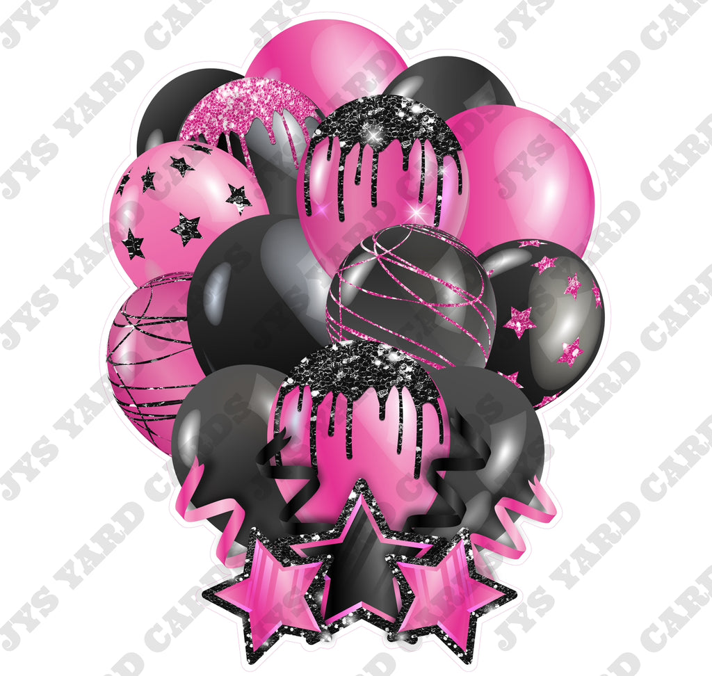 SINGLE JAZZY SOLID BALLOON: BLACK AND PINK - Yard Card Signs by JYS International