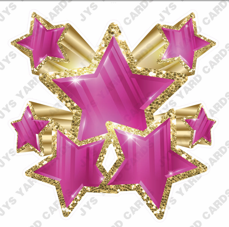 SHOOTING STARS: HOT PINK AND GOLD - Yard Card Signs by JYS International