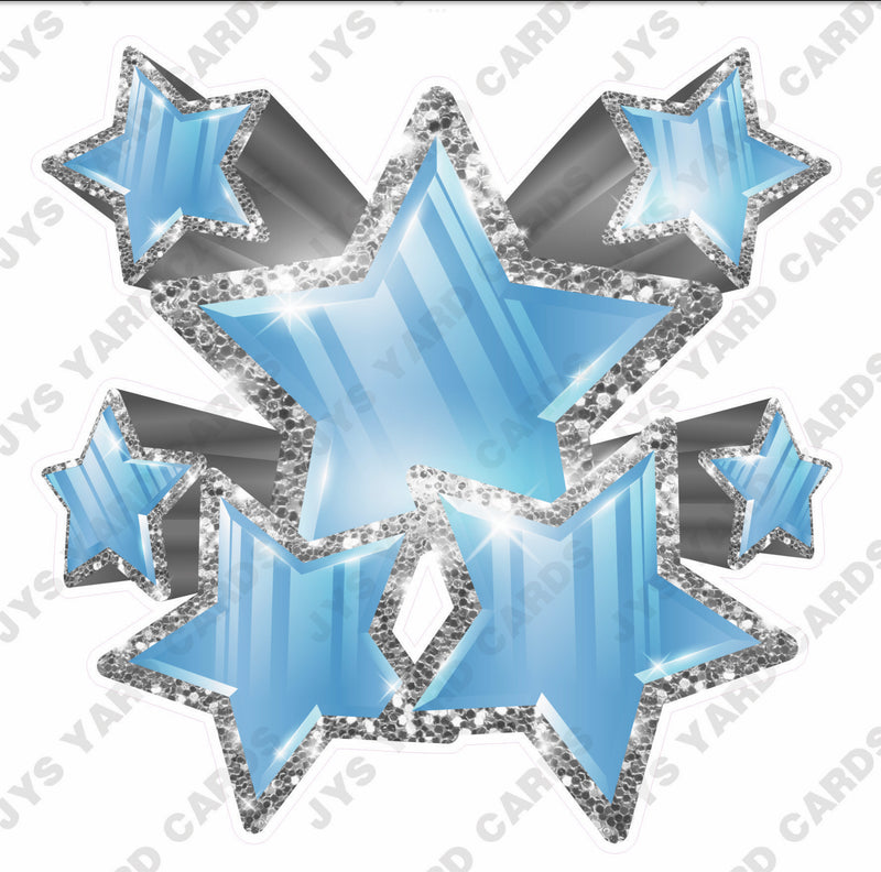 SHOOTING STARS: LIGHT BLUE AND SILVER - Yard Card Signs by JYS International