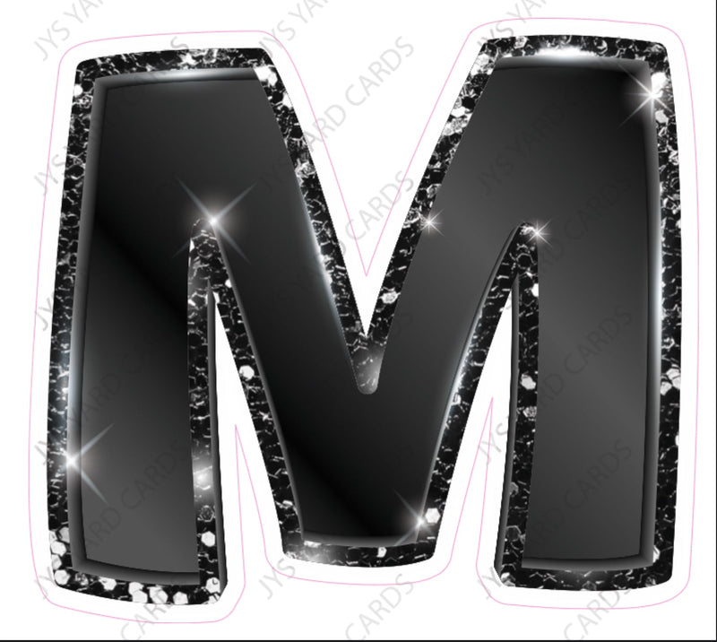 Single Letters: 23” Bouncy Metallic Black - Yard Card Signs by JYS International