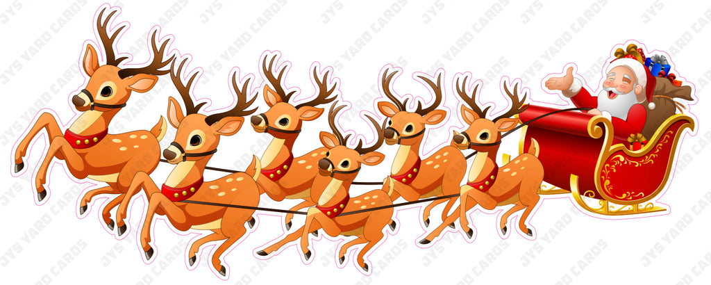 SANTA WITH REINDEERS & SLEIGH - Yard Card Signs by JYS International