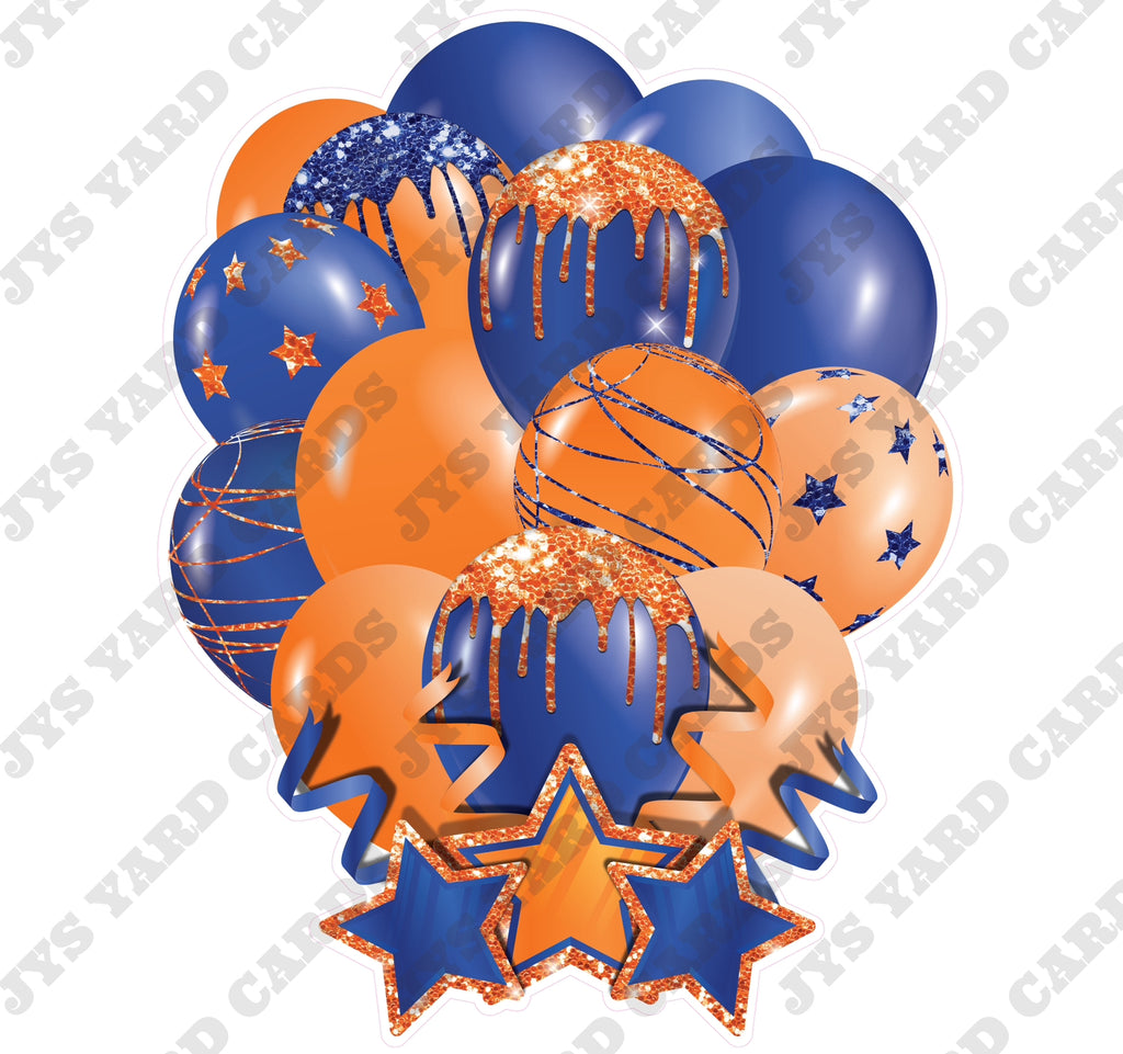 SINGLE JAZZY SOLID BALLOON: BLUE AND ORANGE - Yard Card Signs by JYS International