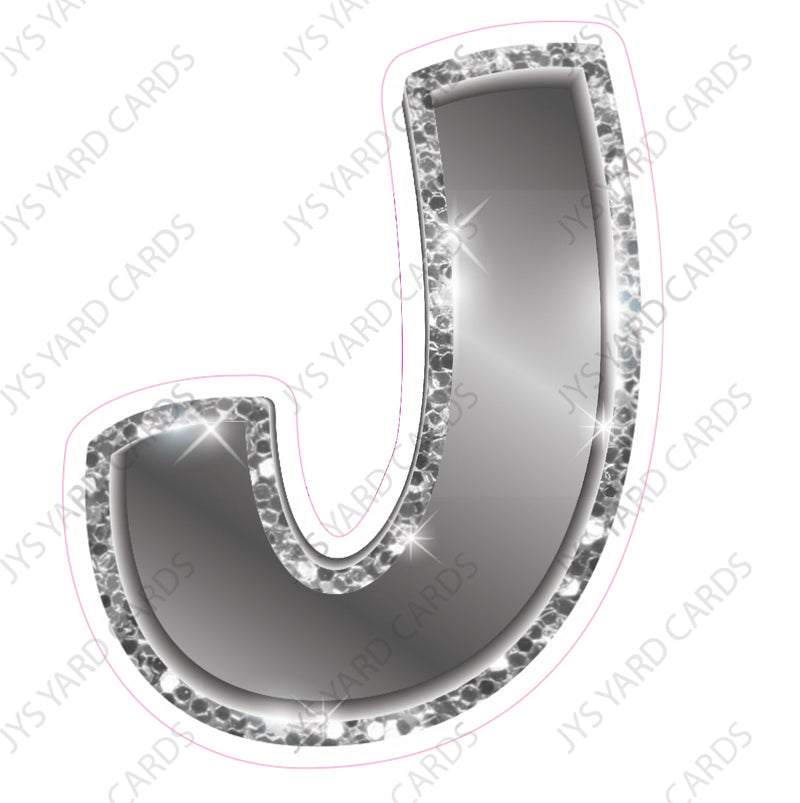 Single Letters: 12” Bouncy Metallic Silver - Yard Card Signs by JYS International