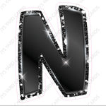 Single Letters: 23” Bouncy Metallic Black - Yard Card Signs by JYS International