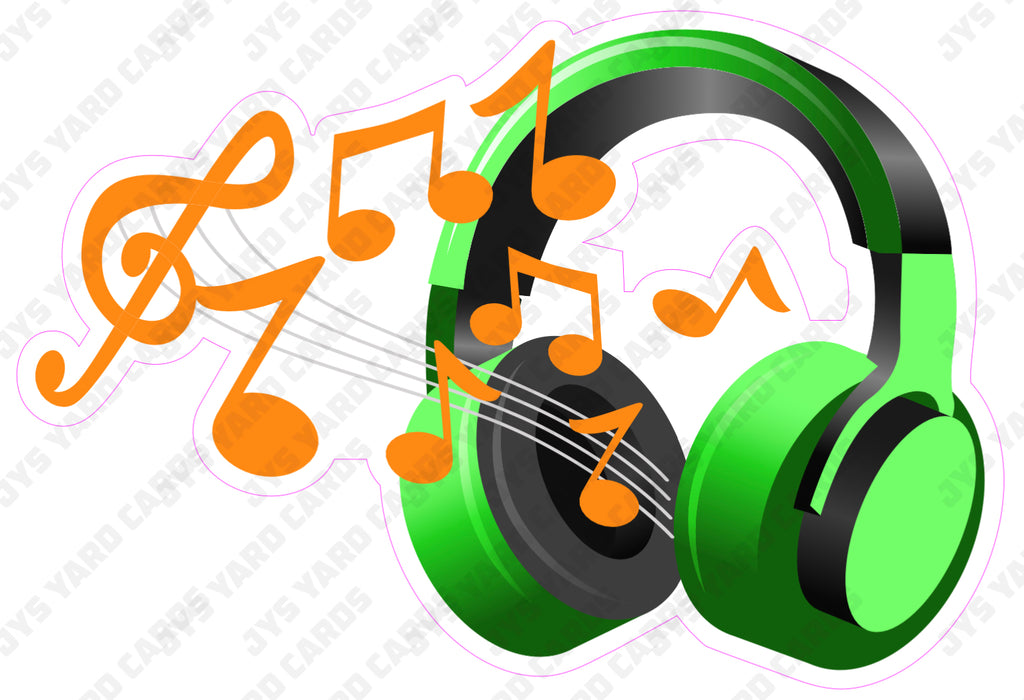 HEADPHONE MUSIC PLAYING GREEN - Yard Card Signs by JYS International