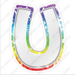 Single Letters: 23” Bouncy Metallic White With Rainbow - Yard Card Signs by JYS International