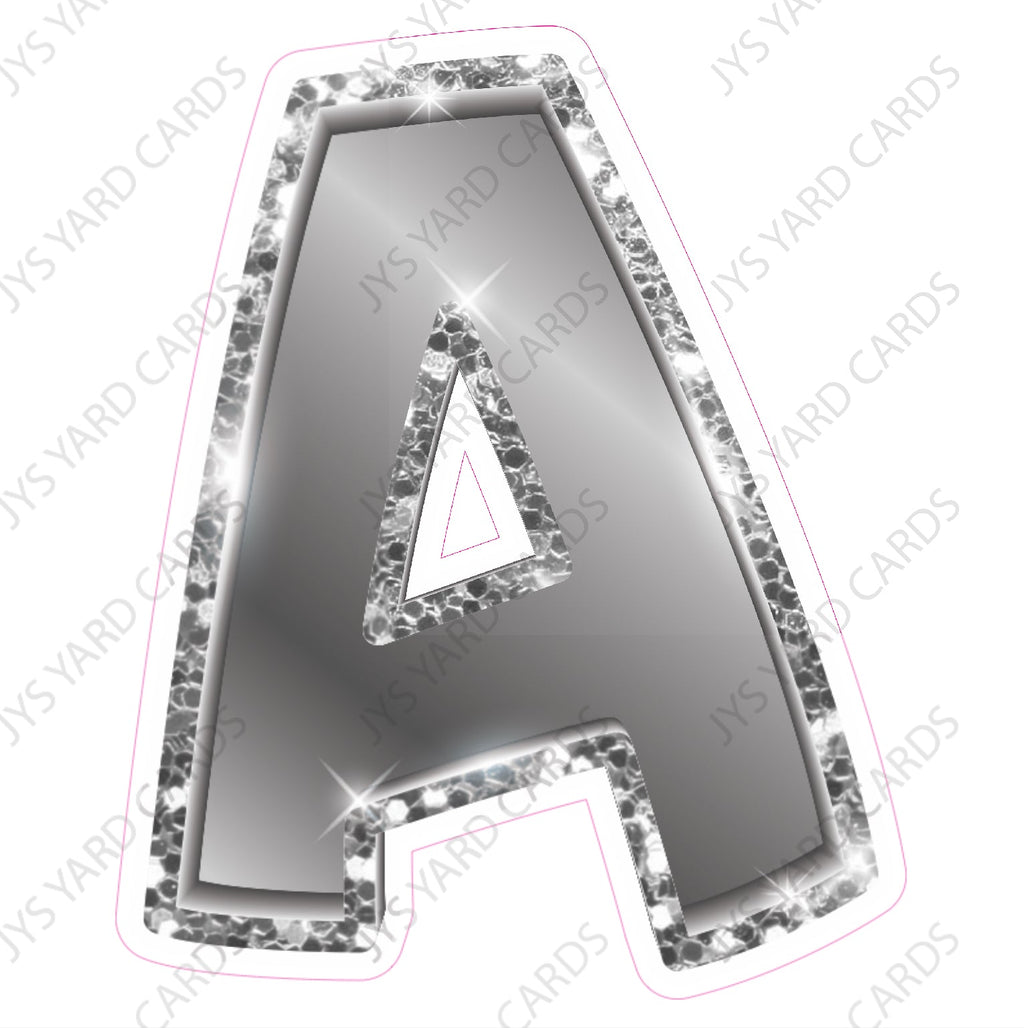 Single Letters: 12” Bouncy Metallic Silver - Yard Card Signs by JYS International