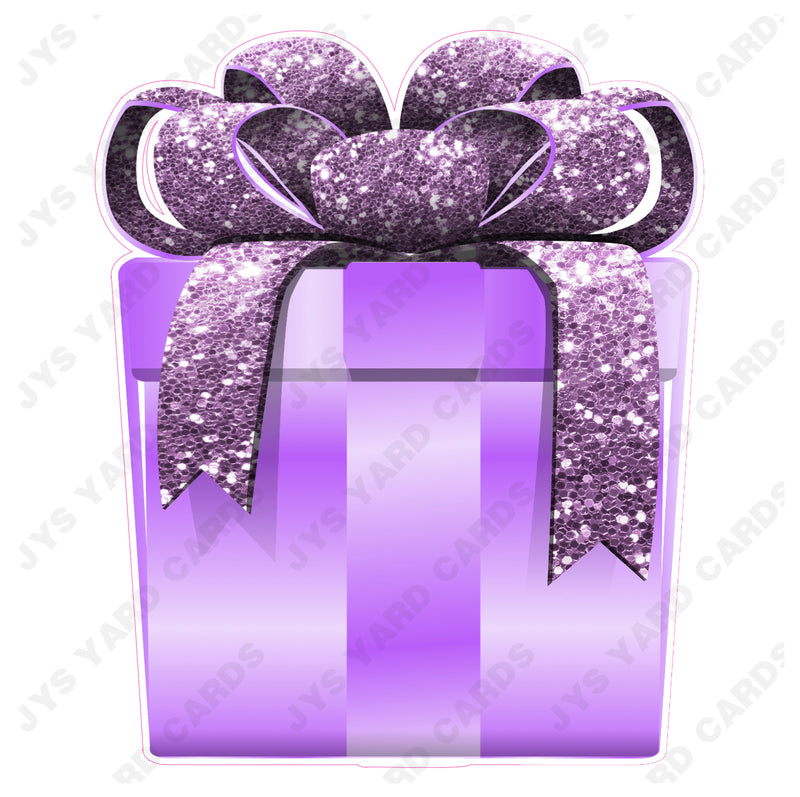 PRESENT: LIGHT PURPLE w/ LIGHT PURPLE BOW - Yard Card Signs by JYS International