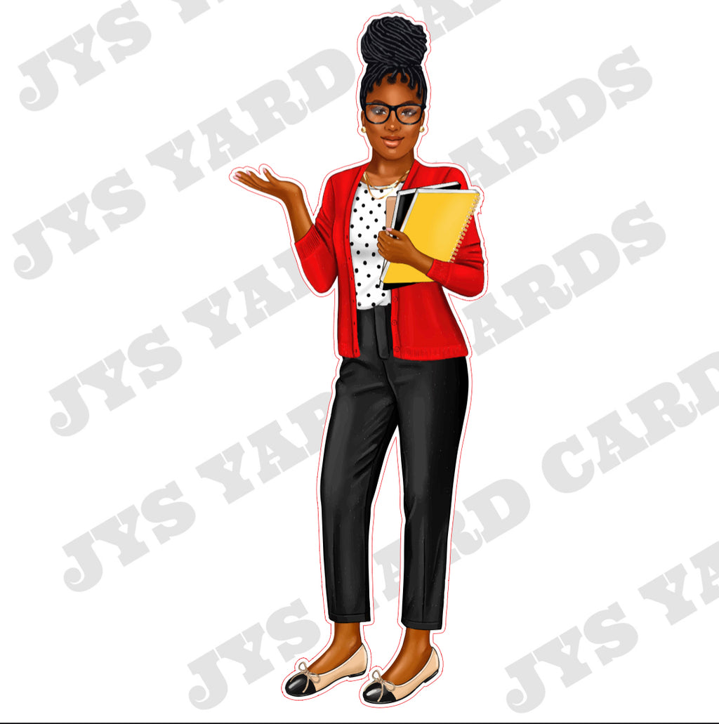 BROWN WOMAN WITH BUN: GLASSES - Yard Card Signs by JYS International