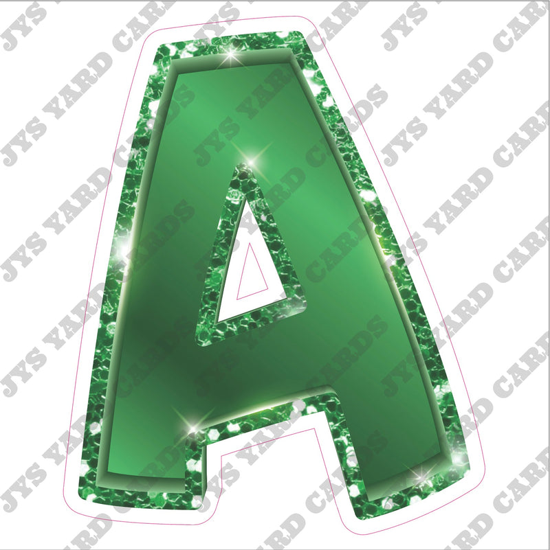 Single Letters: 18” Bouncy Metallic Green - Yard Card Signs by JYS International