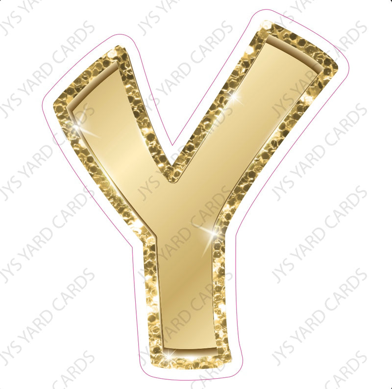 Single Letters: 18” Bouncy Metallic Gold - Yard Card Signs by JYS International