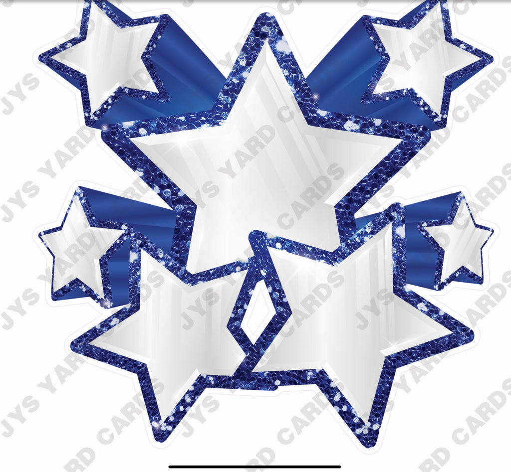 SHOOTING STARS: WHITE AND BLUE - Yard Card Signs by JYS International