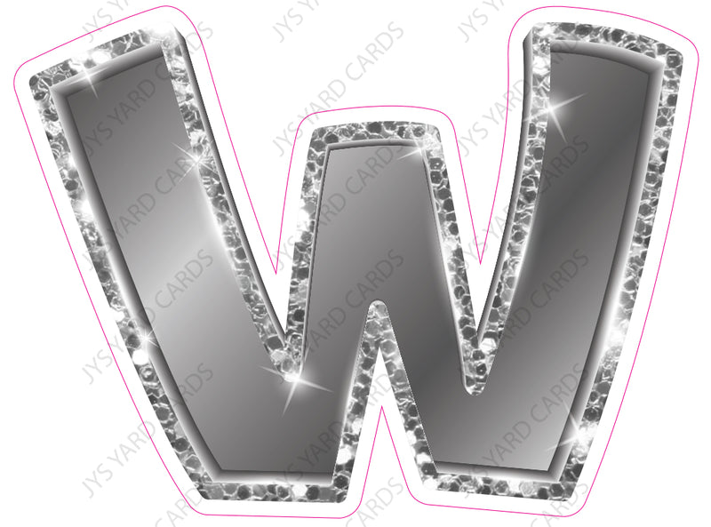 Single Letters: 18” Bouncy Metallic Silver - Yard Card Signs by JYS International