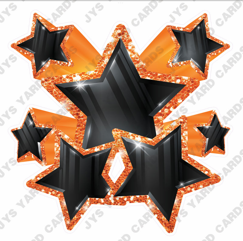 SHOOTING STARS: BLACK & ORANGE - Yard Card Signs by JYS International