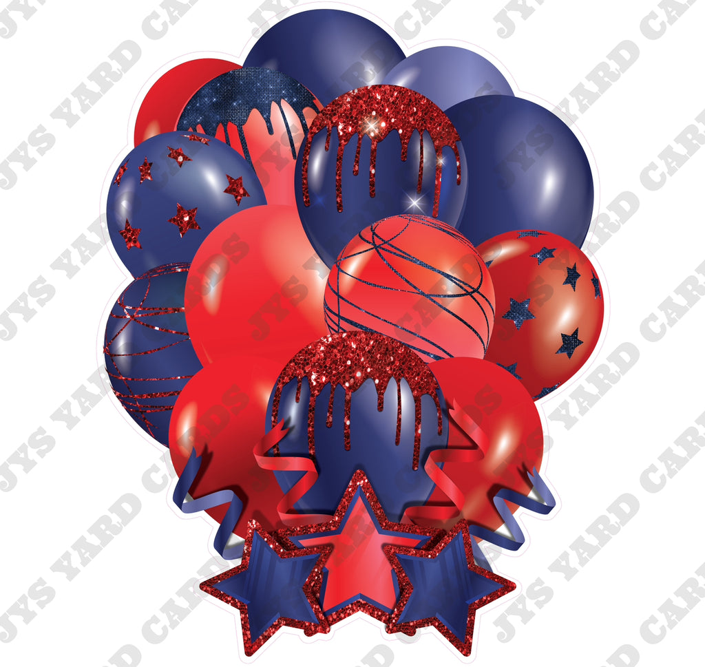 SINGLE JAZZY SOLID BALLOON: NAVY AND RED - Yard Card Signs by JYS International