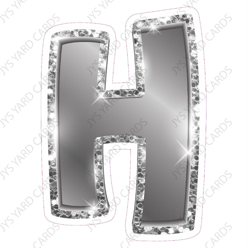 Single Letters: 23” Bouncy Metallic Silver - Yard Card Signs by JYS International