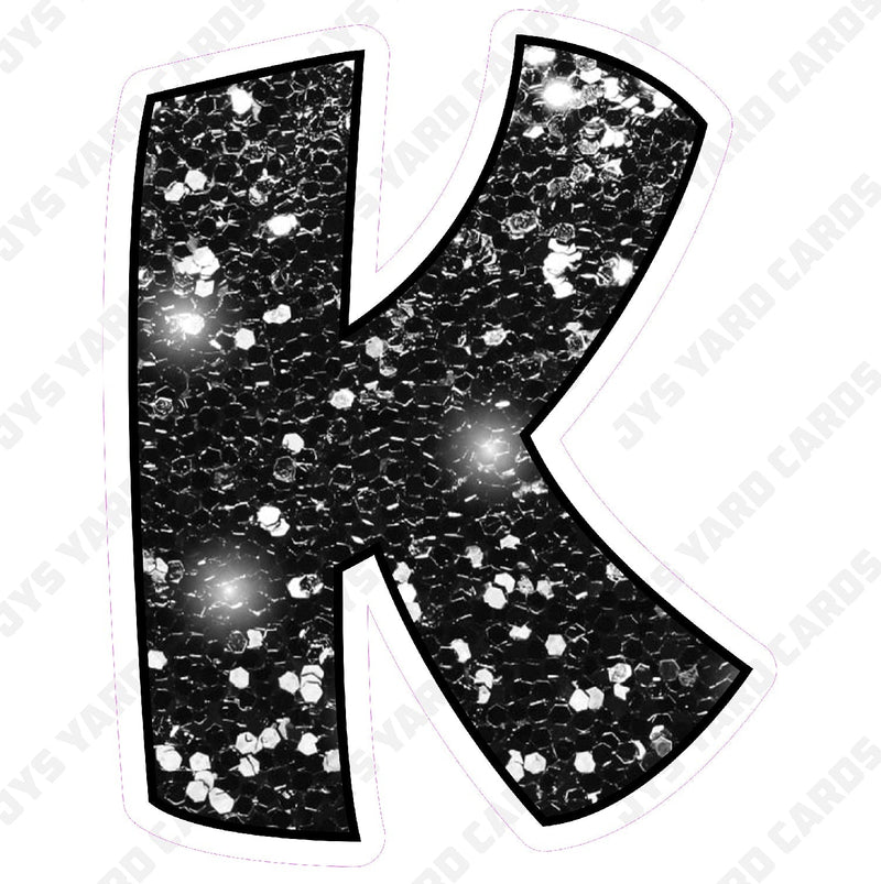 Single Letters: 23” Bouncy Glitter Black - Yard Card Signs by JYS International