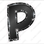 Single Letters: 23” Bouncy Metallic Black - Yard Card Signs by JYS International