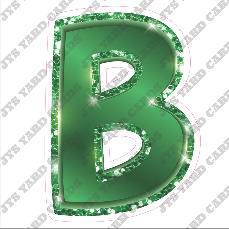 Single Letters: 12” Bouncy Metallic Green - Yard Card Signs by JYS International