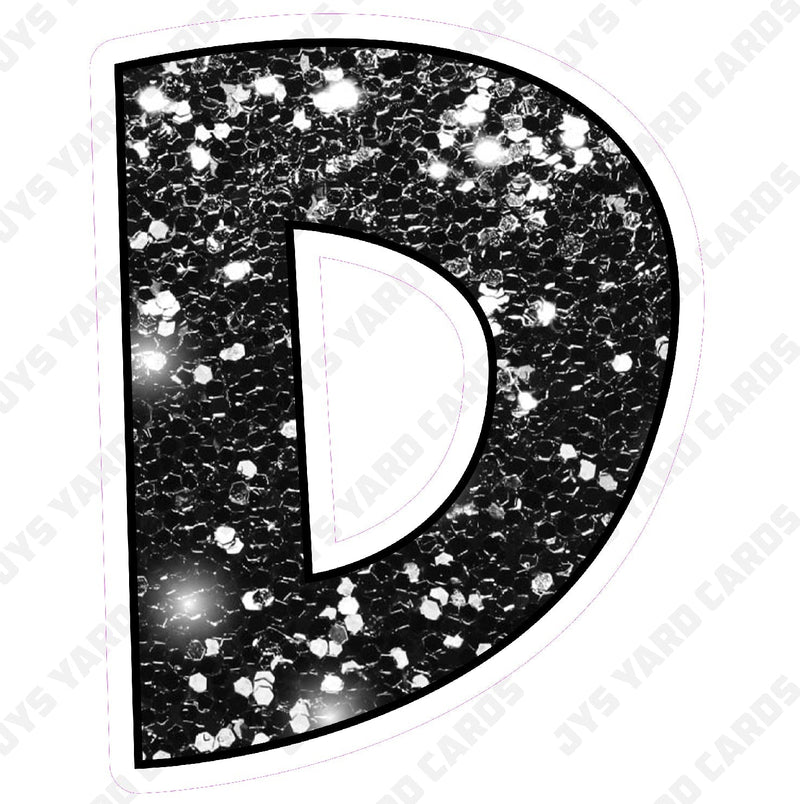 Single Letters: 23” Bouncy Glitter Black - Yard Card Signs by JYS International