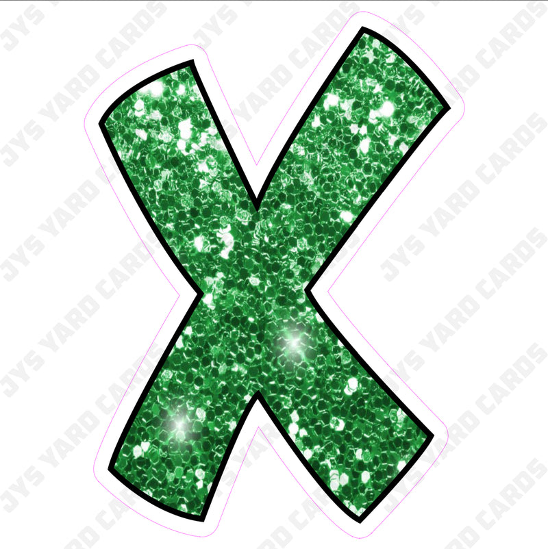 Single Letters: 18” Bouncy Glitter Green - Yard Card Signs by JYS International