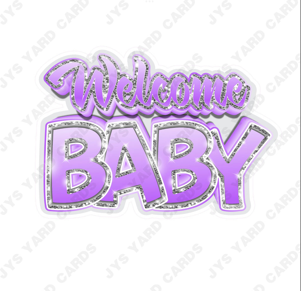 WELCOME BABY CENTERPIECE: Lavender & Silver - Yard Card Signs by JYS International