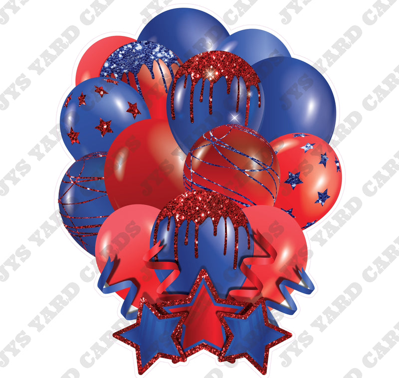 SINGLE JAZZY SOLID BALLOON: BLUE AND RED - Yard Card Signs by JYS International