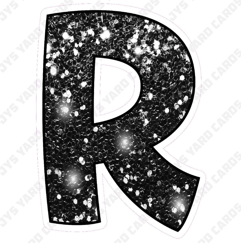 Single Letters: 23” Bouncy Glitter Black - Yard Card Signs by JYS International