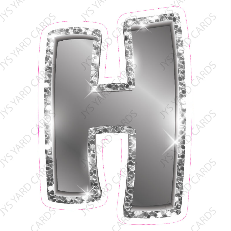 Single Letters: 18” Bouncy Metallic Silver - Yard Card Signs by JYS International