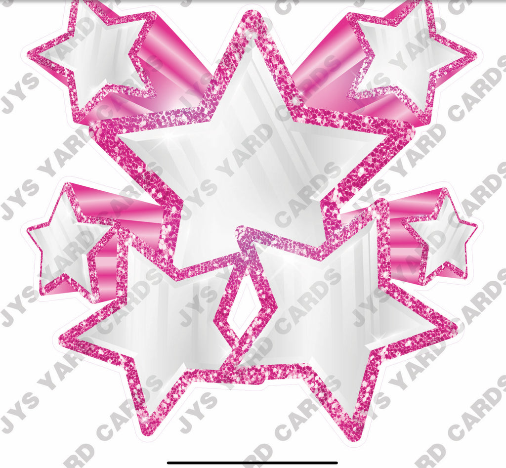 SHOOTING STARS: WHITE AND PINK - Yard Card Signs by JYS International