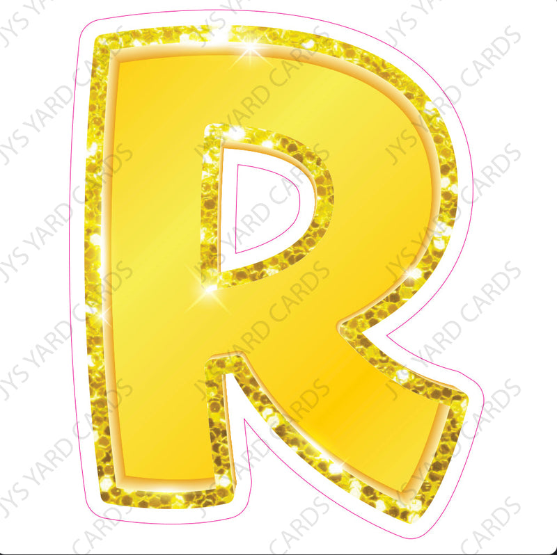 Single Letters: 12” Bouncy Metallic Yellow - Yard Card Signs by JYS International