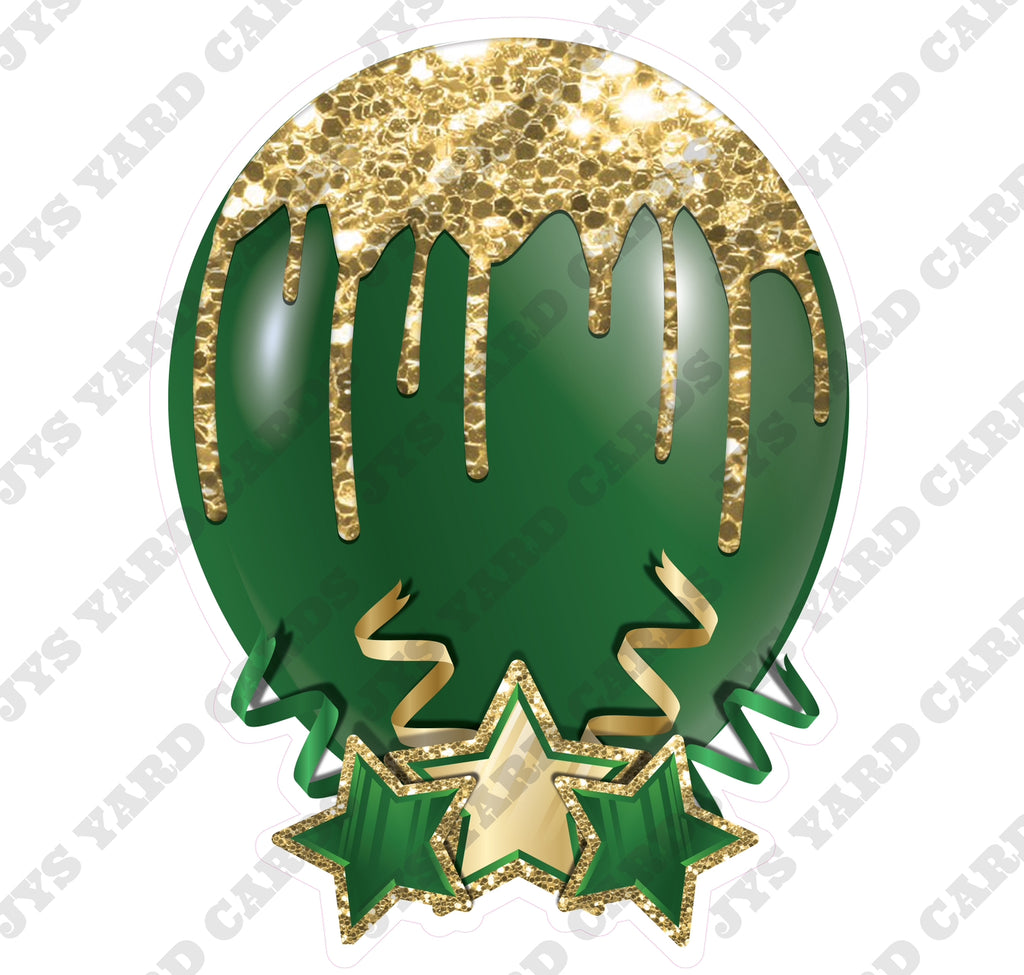 INDIVIDUAL BALLOON: GREEN AND GOLD - Yard Card Signs by JYS International