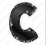 Single Letters: 23” Bouncy Metallic Black - Yard Card Signs by JYS International