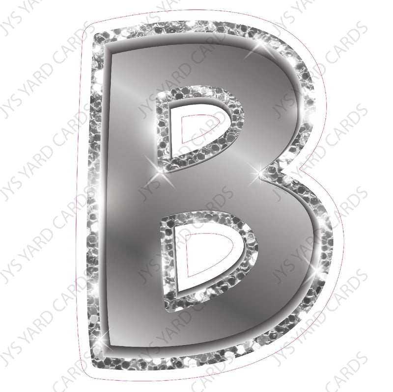 Single Letters: 23” Bouncy Metallic Silver - Yard Card Signs by JYS International