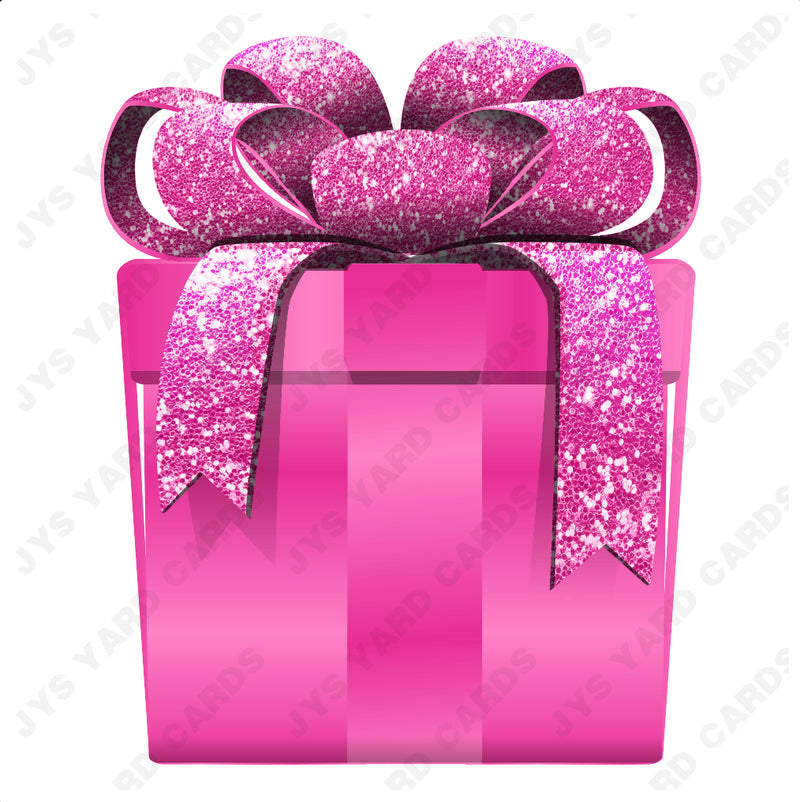 PRESENT: PINK w/ PINK BOW - Yard Card Signs by JYS International