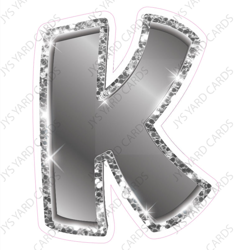 Single Letters: 23” Bouncy Metallic Silver - Yard Card Signs by JYS International