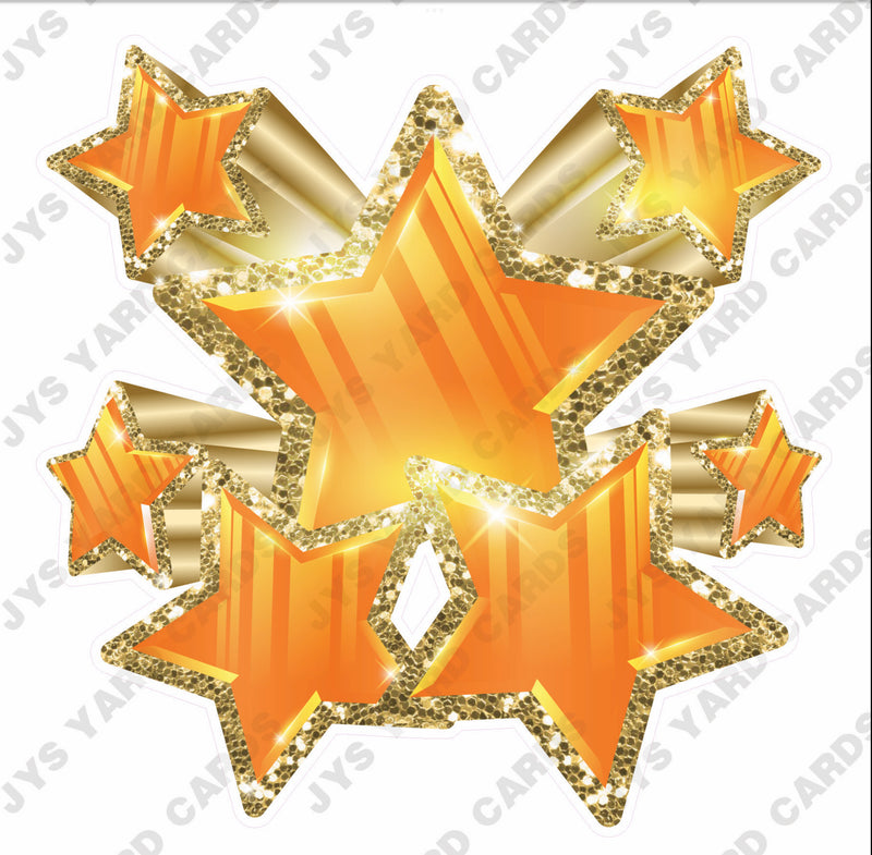 SHOOTING STARS: ORANGE AND GOLD - Yard Card Signs by JYS International