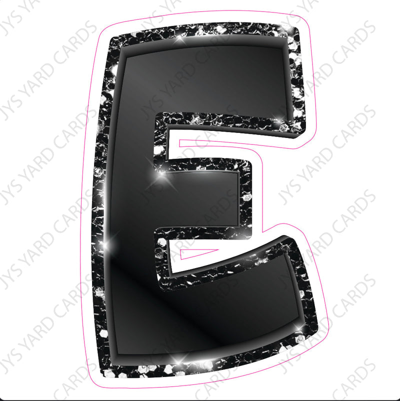 Single Letters: 23” Bouncy Metallic Black - Yard Card Signs by JYS International