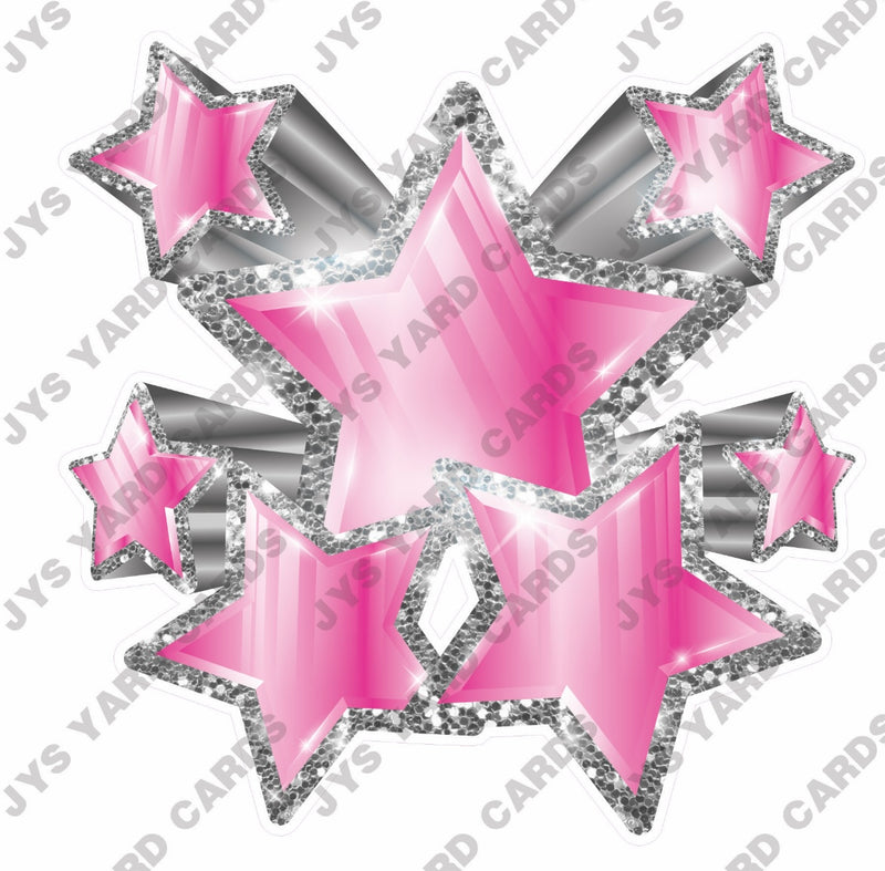 SHOOTING STARS: PINK & SILVER - Yard Card Signs by JYS International