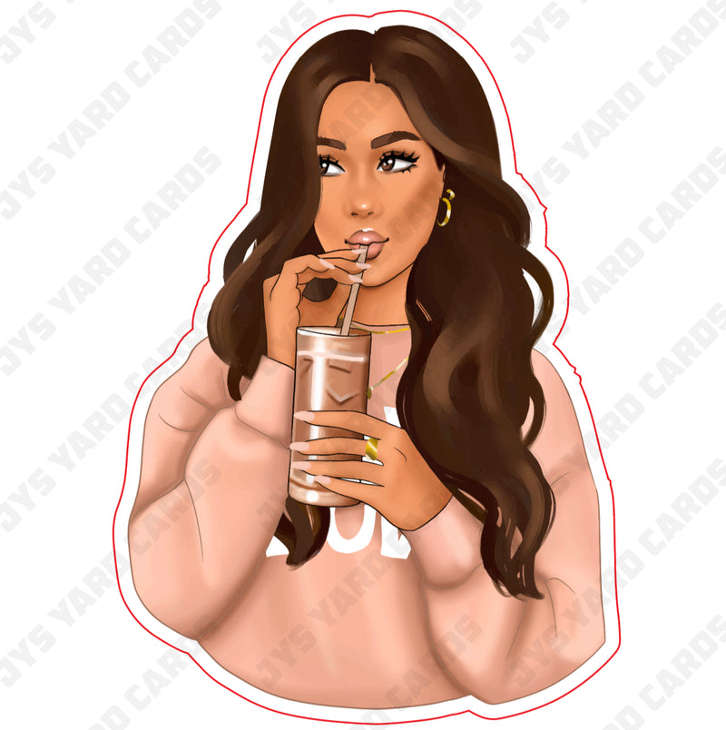 LONGHAIR LIGHT GIRL WITH HOODIE: CREAM - Yard Card Signs by JYS International