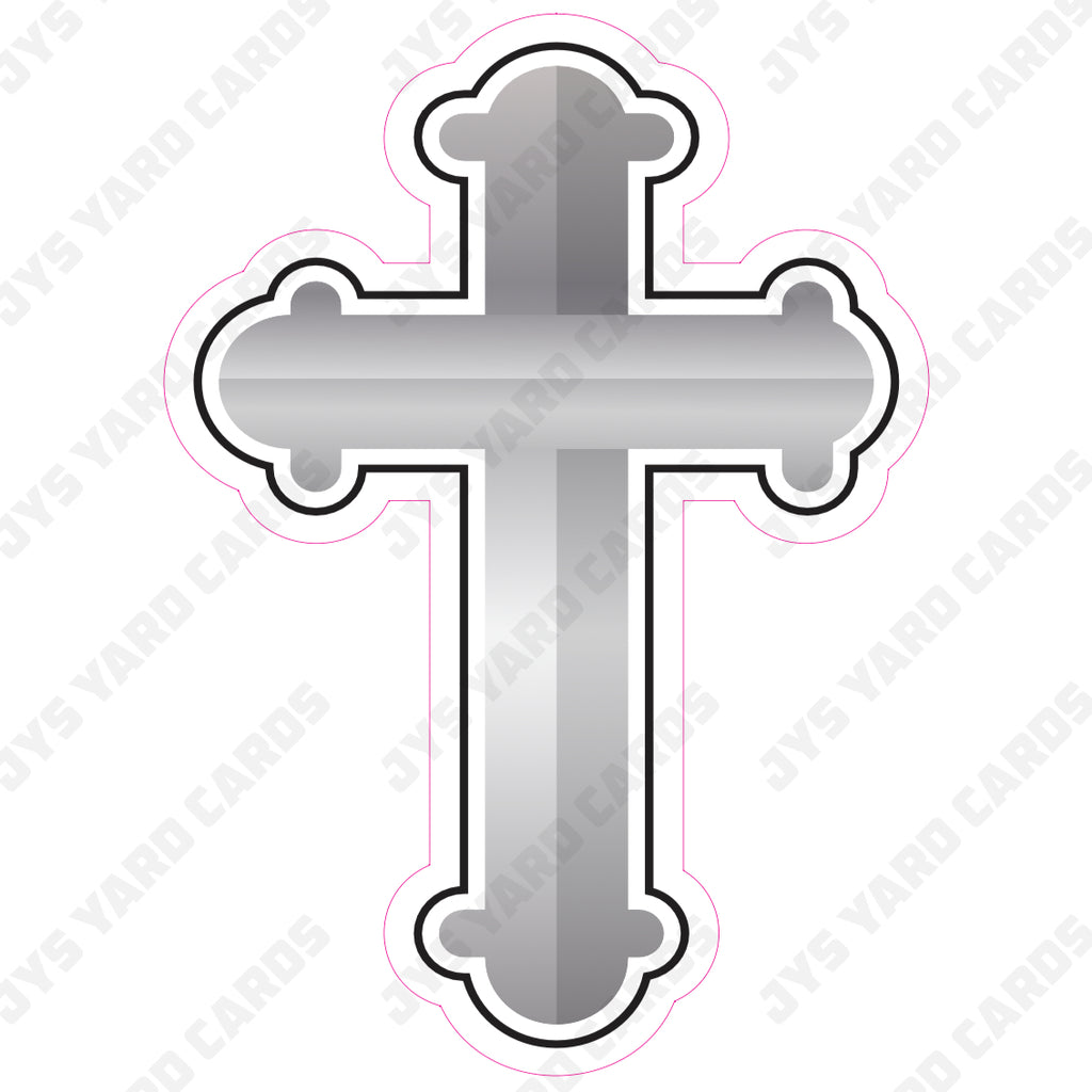 CROSS: SILVER - Yard Card Signs by JYS International